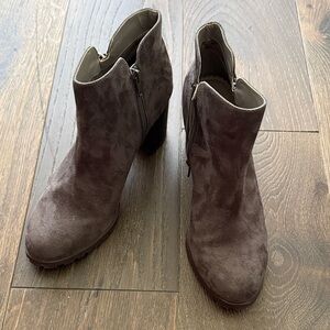 NWT Style & Co Women's Ankle Booties - Brown Suede Heeled Zip Boots